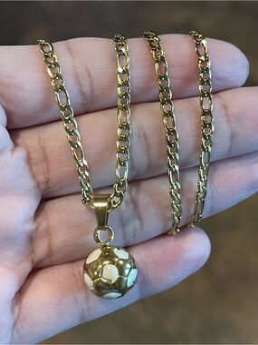 Gold-Tone Soccer Ball Pendant Necklace